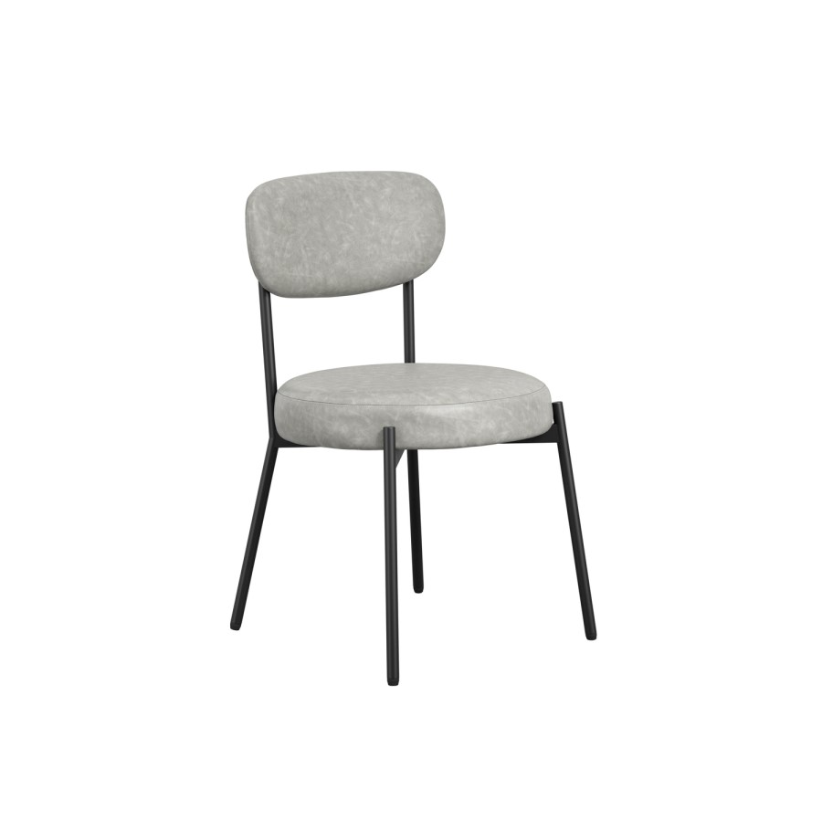 Set of 2 Grey Faux Leather Dining Chairs - Smith