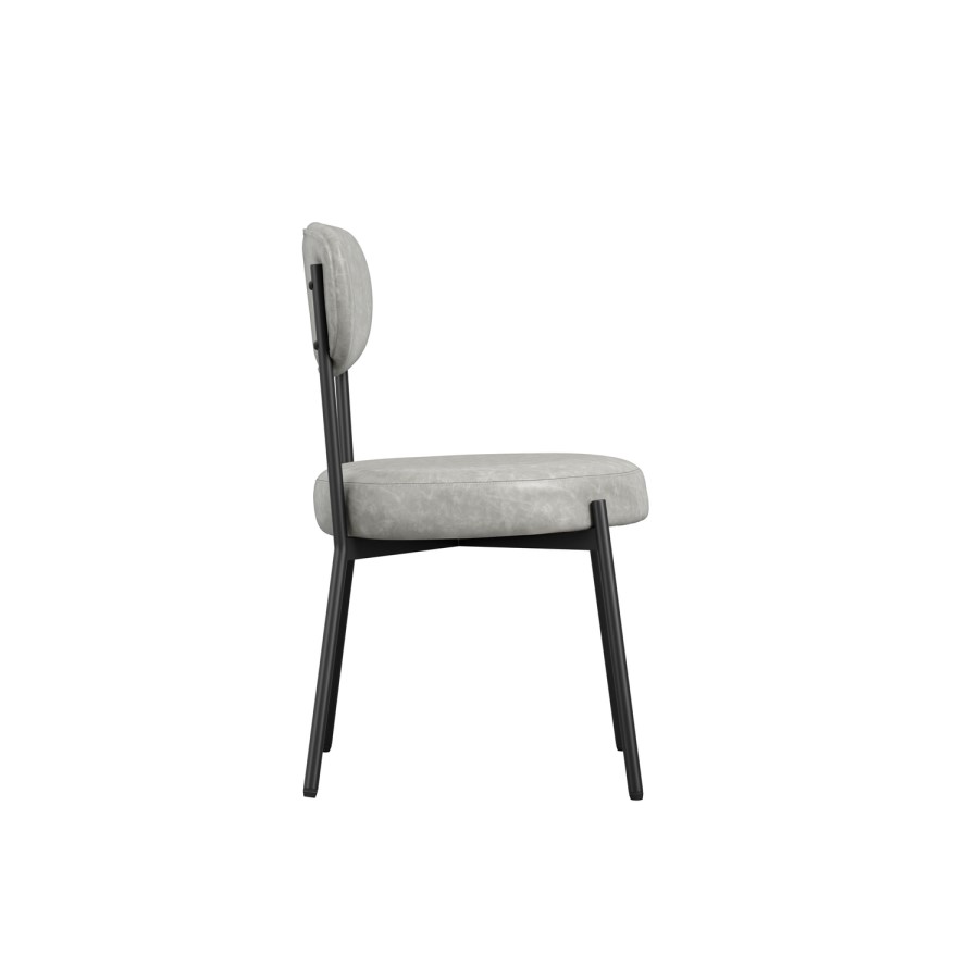 Set of 2 Grey Faux Leather Dining Chairs - Smith