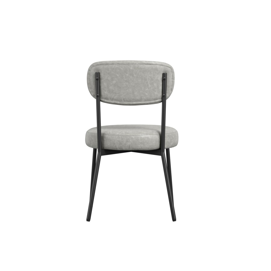 Set of 2 Grey Faux Leather Dining Chairs - Smith