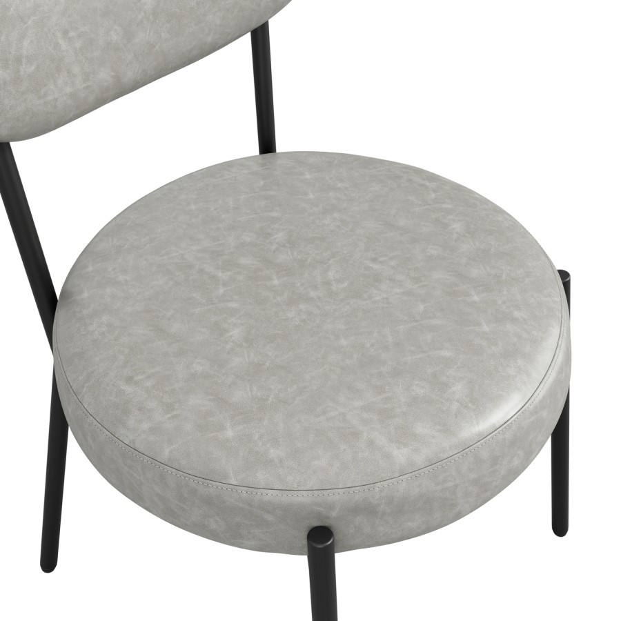 Set of 2 Grey Faux Leather Dining Chairs - Smith