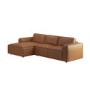 Brown Real Leather Left Hand 4 Seater Chaise Corner Sofa - Samuel