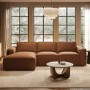 Brown Real Leather Left Hand 4 Seater Chaise Corner Sofa - Samuel