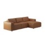Brown Real Leather Right Hand 4 Seater Chaise Corner Sofa - Samuel