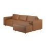 Brown Real Leather Right Hand 4 Seater Chaise Corner Sofa - Samuel