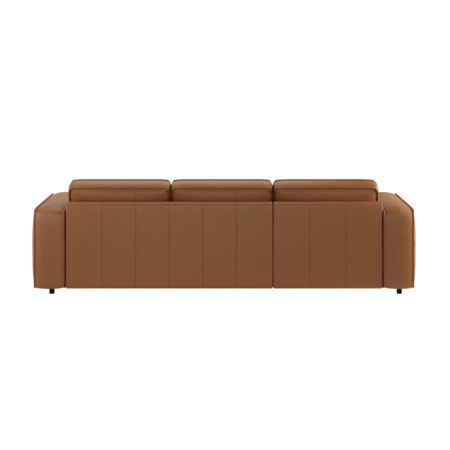 Brown Real Leather Right Hand 4 Seater Chaise Corner Sofa - Samuel