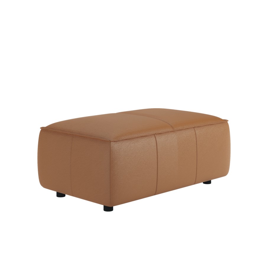 Brown Real Leather Footstool - Samuel