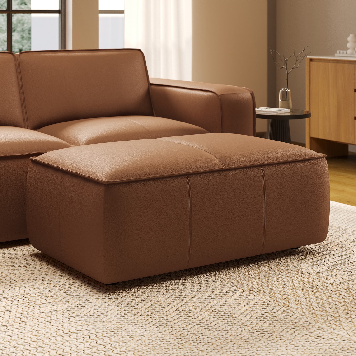 Real Leather Footstool