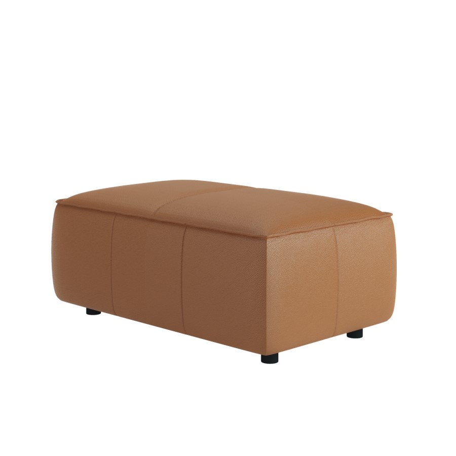 Brown Real Leather Footstool - Samuel