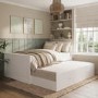 Small Double White Wooden Guest Bed with Storage and Trundle - Sander