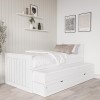 Single White Wooden Guest Bed with Storage and Trundle - Sander