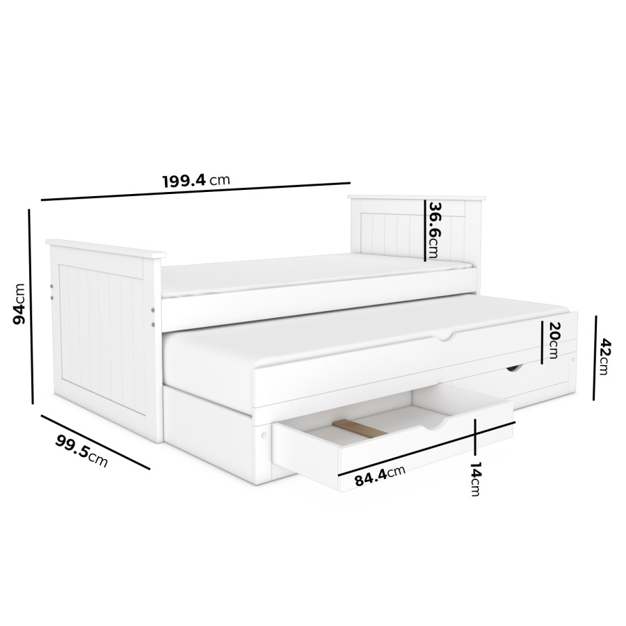 ONLY OPENED - Sanders White Captain's Guest Bed with Storage Drawers - Trundle Included