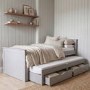 Single Grey Wooden Guest Bed with Storage and Trundle - Sander