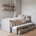 SND002 Single Grey Wooden Guest Bed with Storage and Trundle - Sander