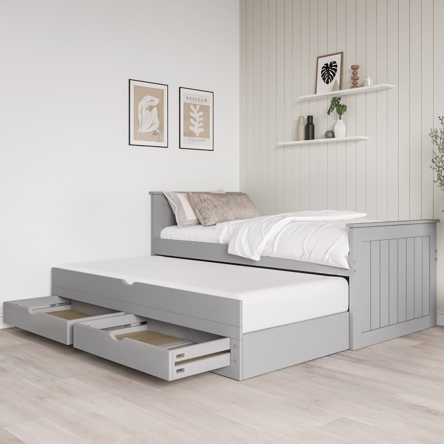 ONLY OPENED - Sanders Grey Captain's Guest Bed with Storage Drawers - Trundle Included