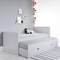 GRADE A1 - Grey Single Captain's Guest Bed with Storage Drawers and Trundle - Sander