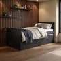 Single Black Wooden Guest Bed with Storage and Trundle - Sander