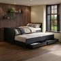 Single Black Wooden Guest Bed with Storage and Trundle - Sander