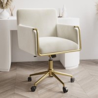 ONLY OPENED - Cream Velvet Tub Office Chair - Sonny