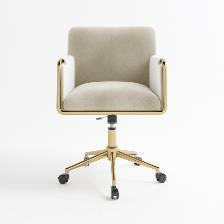 Cream Velvet Tub Office Chair - Sonny