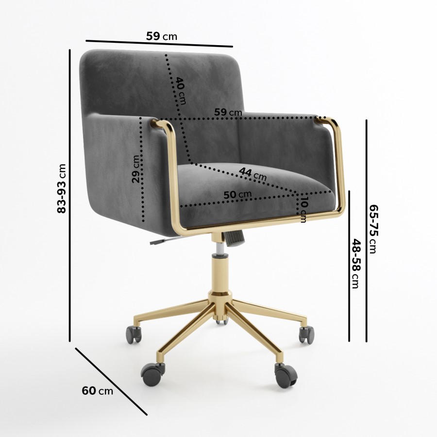 GRADE A1 - Grey Velvet Tub Office Chair - Sonny