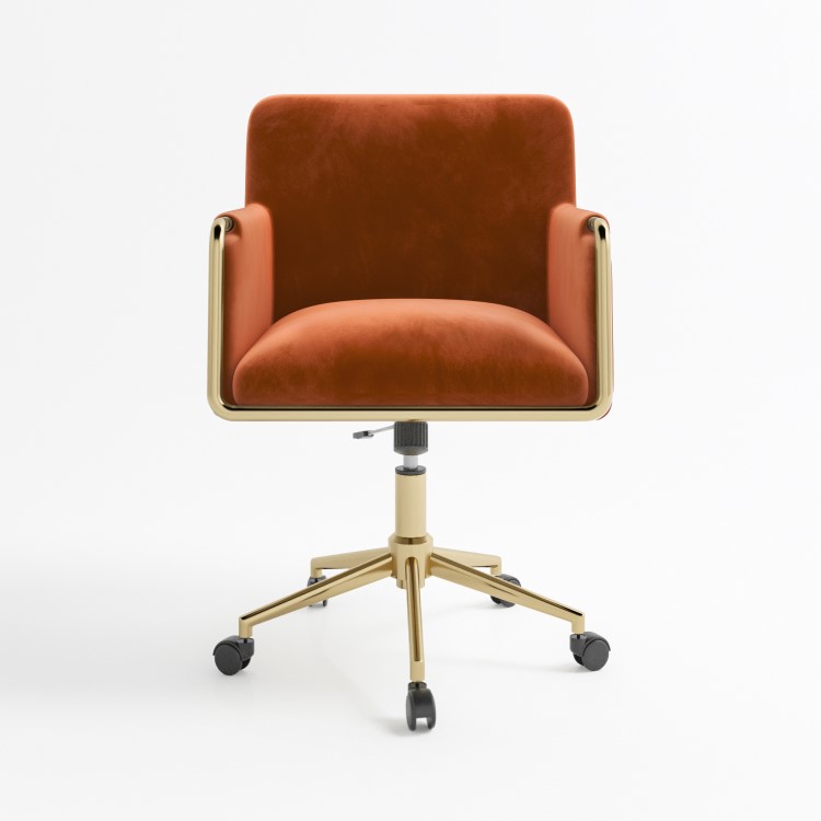 Orange Velvet Tub Swivel Office Chair - Sonny