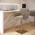 A1/SNN005 GRADE A1 - Mink Velvet Adjustable Swivel Bar Stool with Gold Base - Sonny