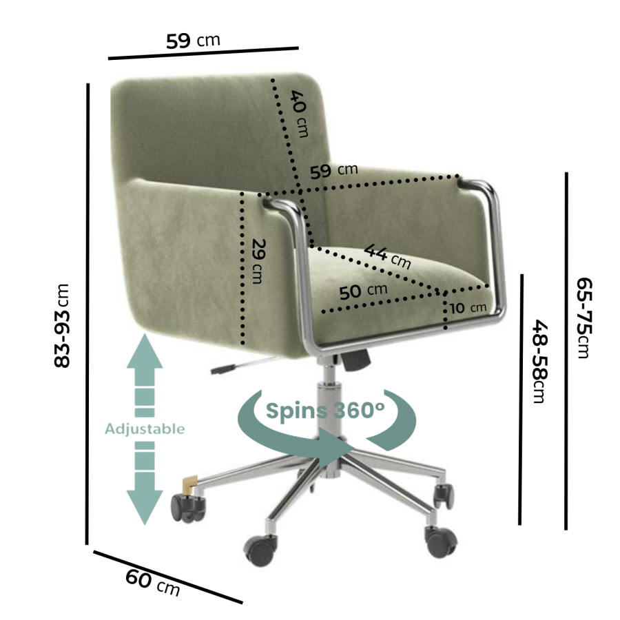 Sage Green Velvet Office Chair - Sonny 