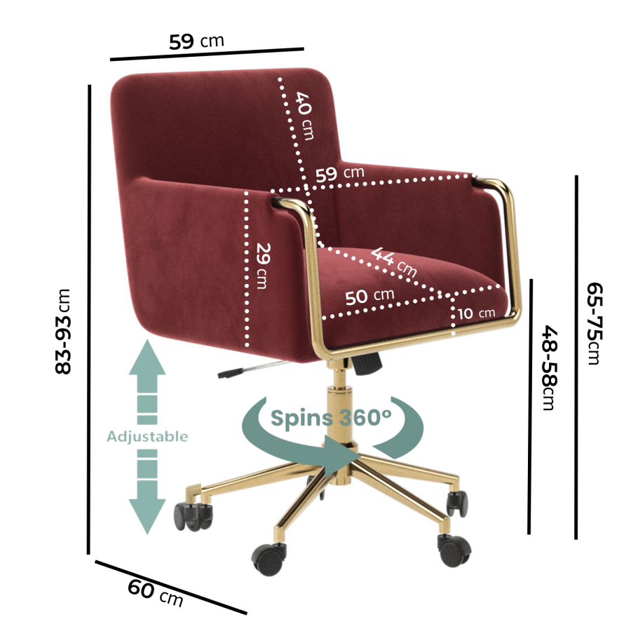 Mulberry Velvet Office Chair - Sonny