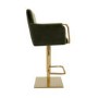 Set of 2 Olive Green Velvet Adjustable Swivel Bar Stools with Gold Base - Sonny