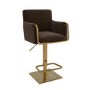 Brown Velvet Adjustable Swivel Bar Stool with Gold Base - Sonny