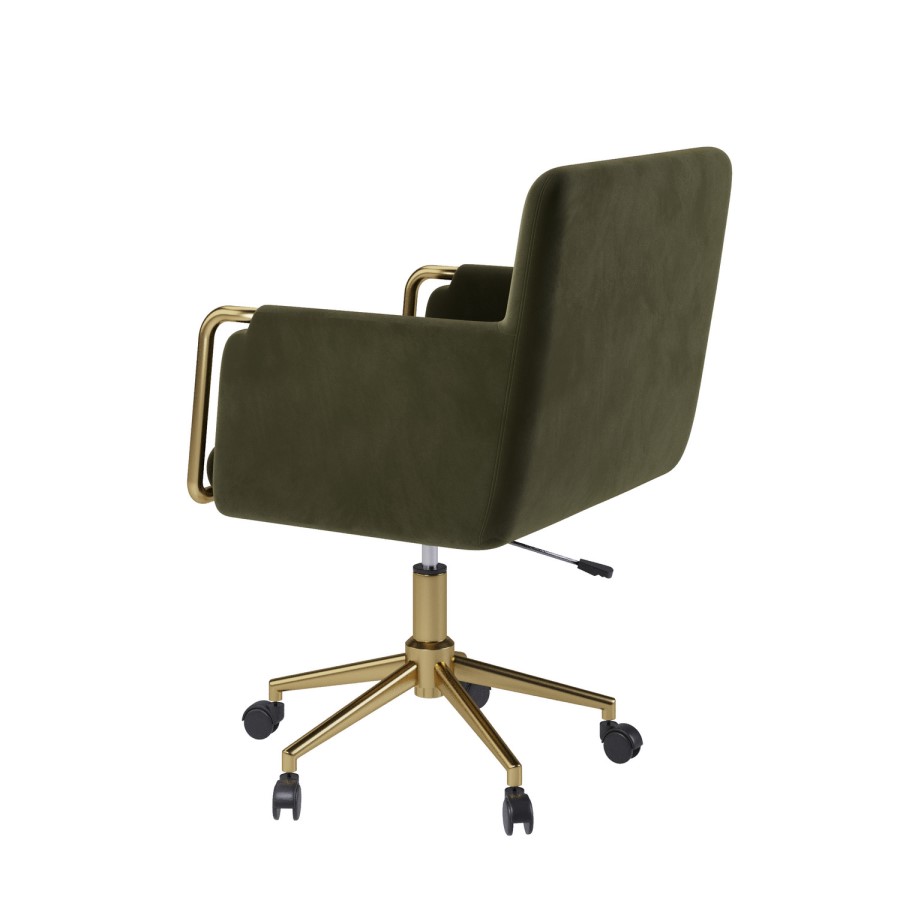 Khaki Velvet Office Swivel Tub Chair - Sonny