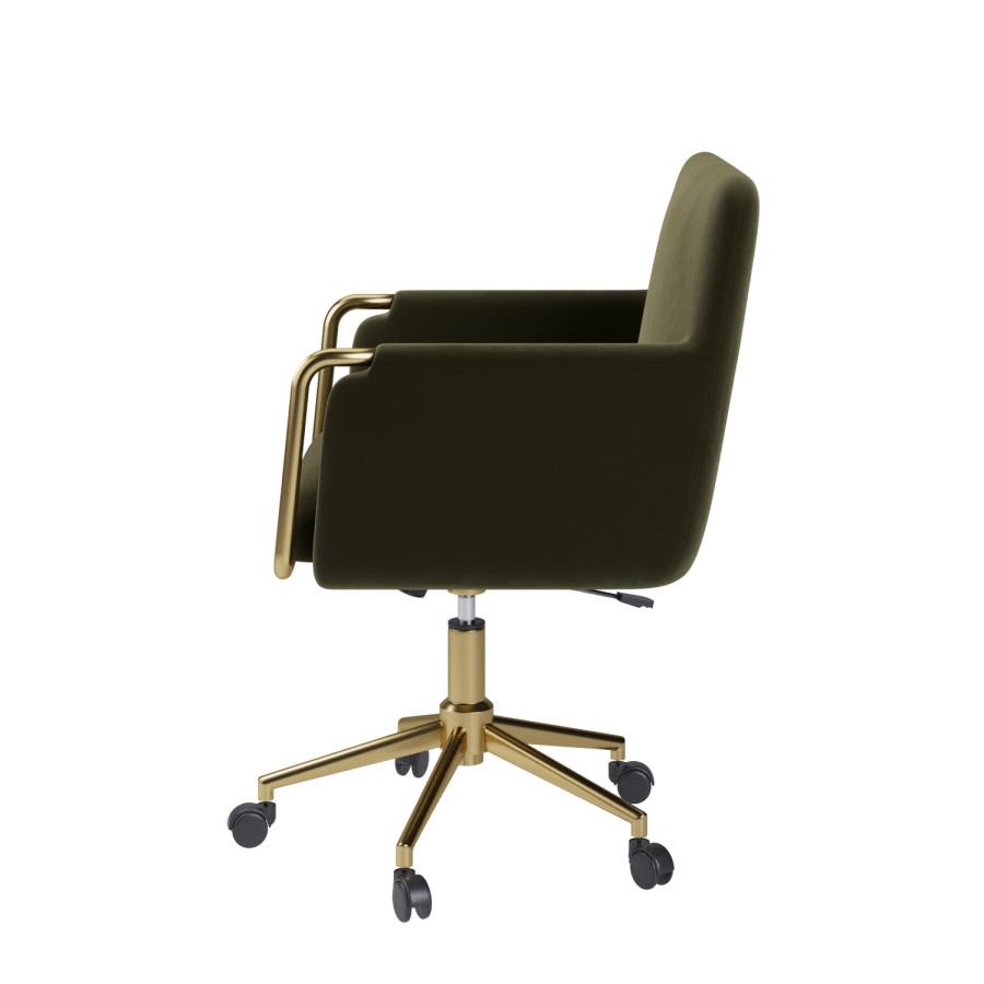 Khaki Velvet Office Swivel Tub Chair - Sonny