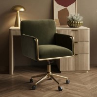 Khaki Velvet Office Swivel Tub Chair - Sonny