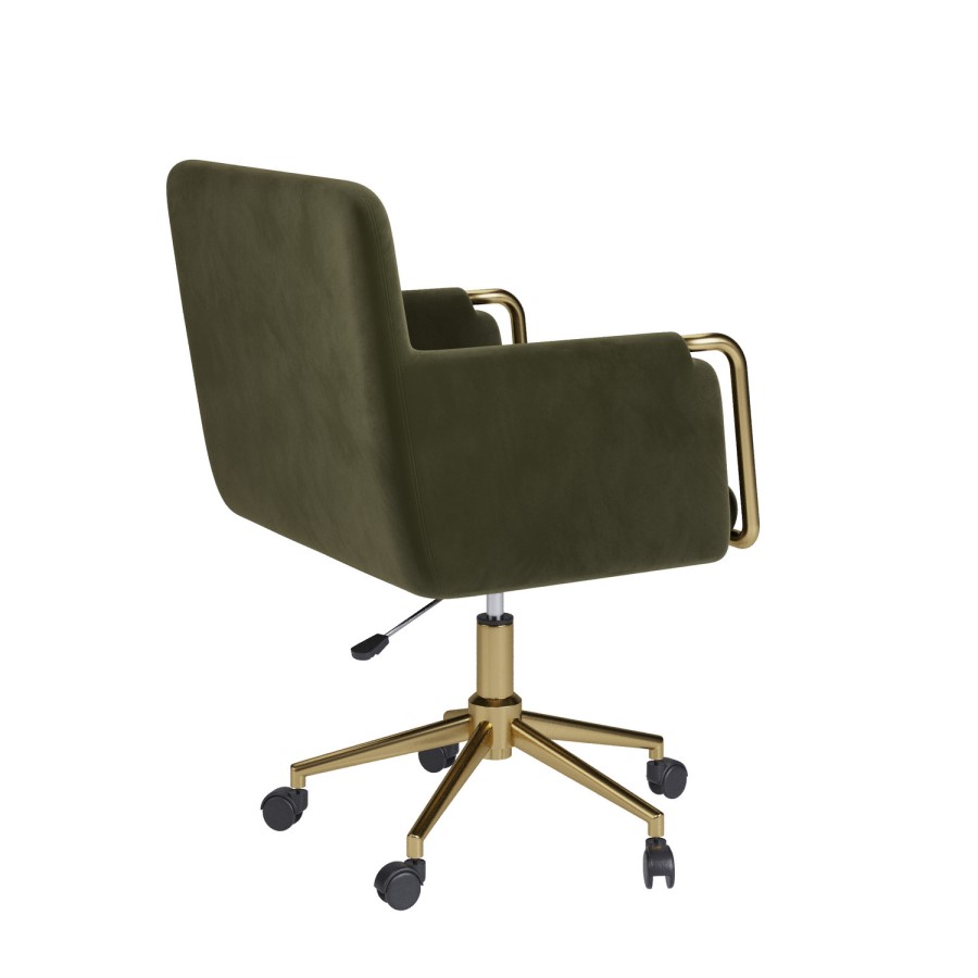 Khaki Velvet Office Swivel Tub Chair - Sonny