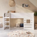 SNT001 White Mid Sleeper Cabin Bed with Den - Saint