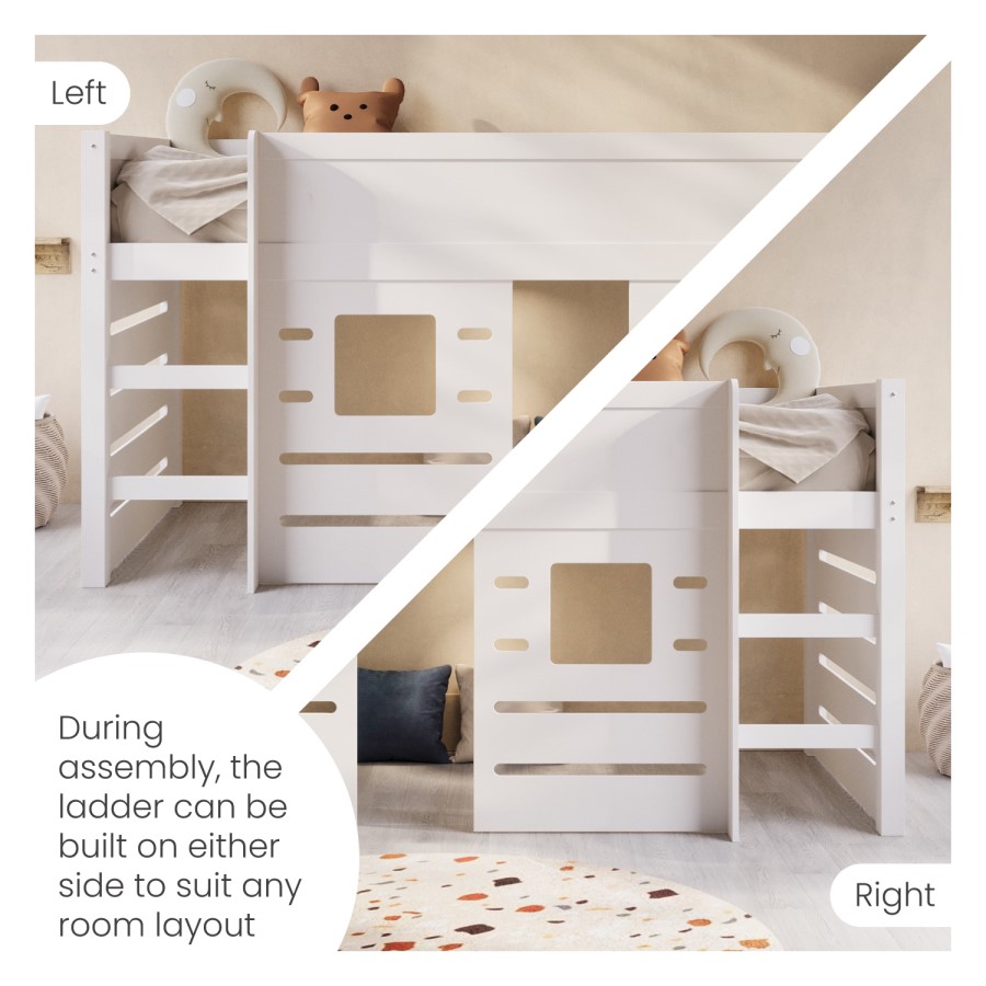 House Cabin Bed with Den in White - Saint