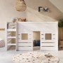House Cabin Bed with Den in White - Saint