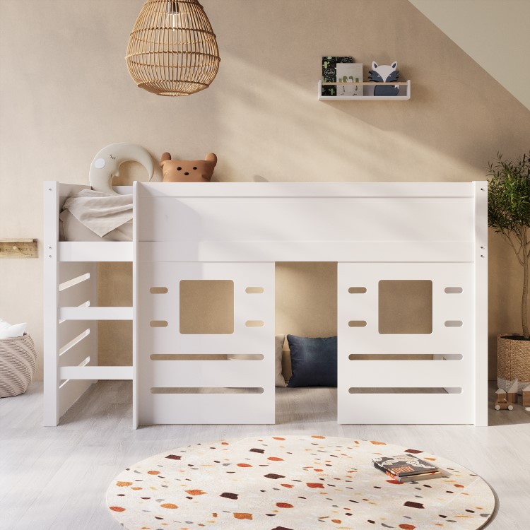 House Cabin Bed with Den in White - Saint