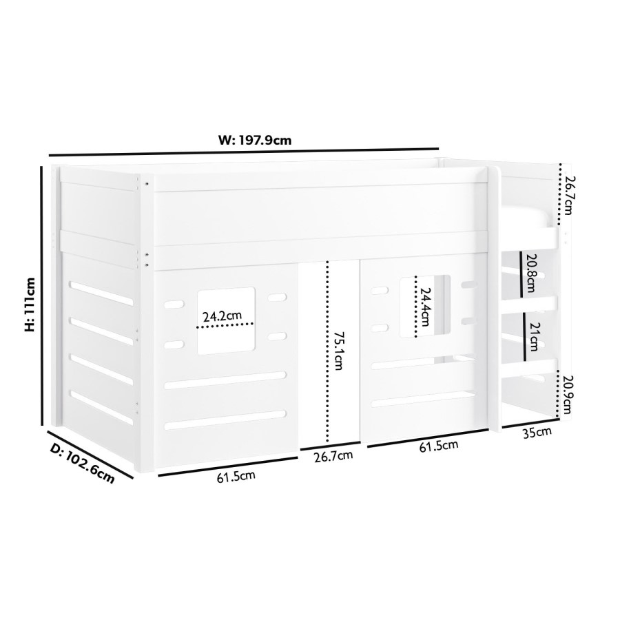 House Cabin Bed with Den in White - Saint