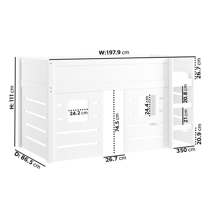 House Cabin Bed with Den in White - Saint