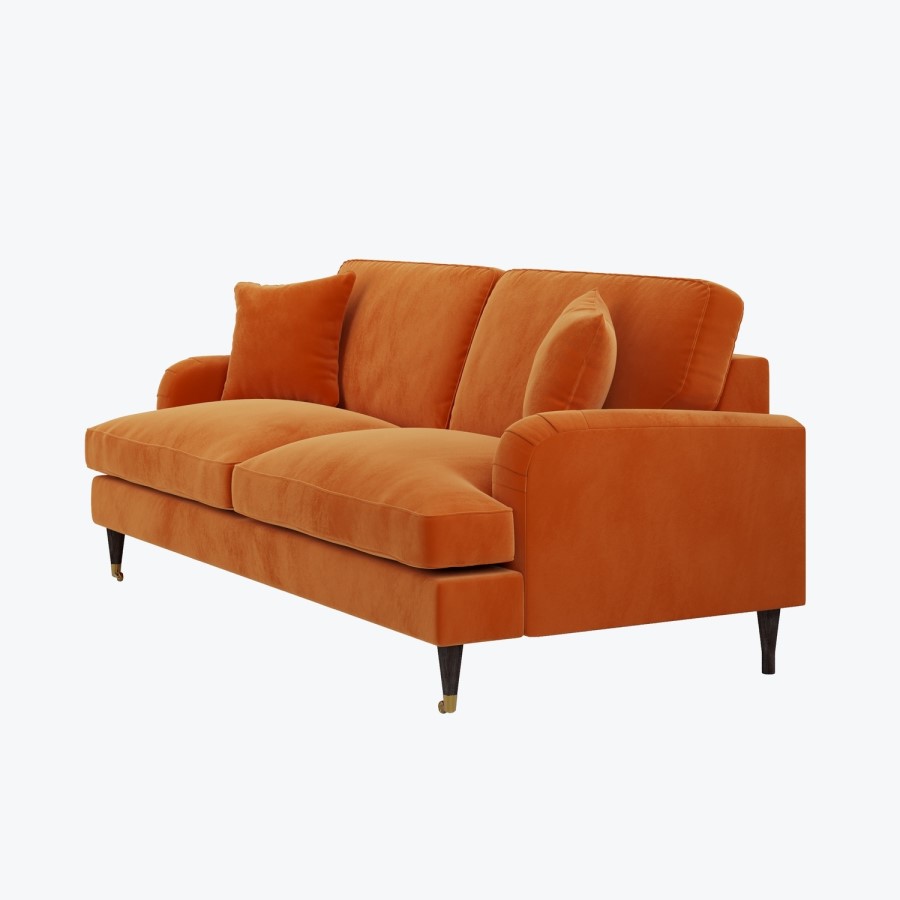 Orange Velvet 3 Seater Sofa - Payton