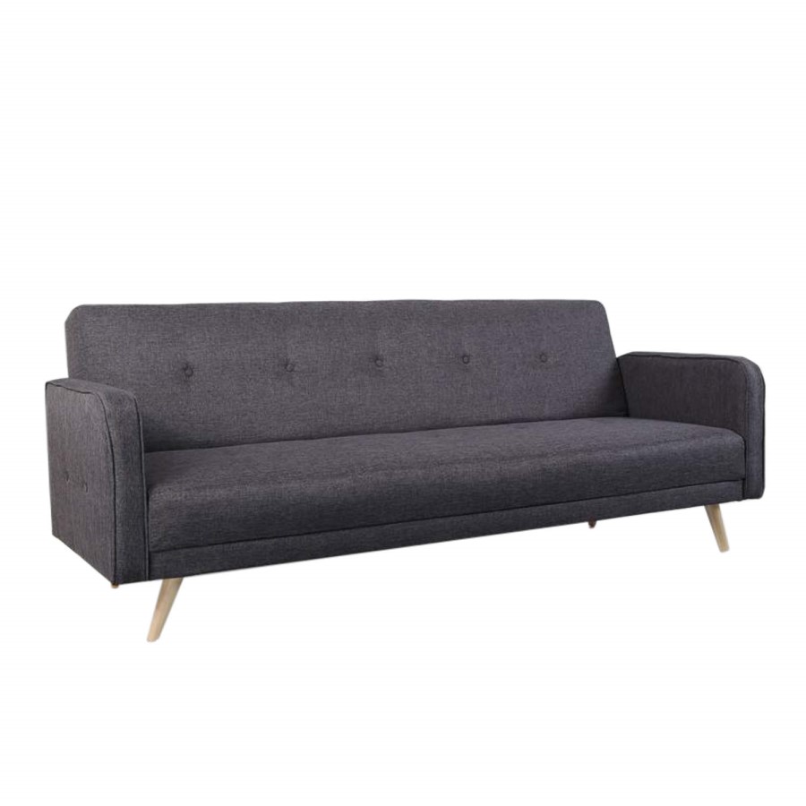 GRADE A1 - Milu 3 Seater Sleeper Sofa Bed in Dark Grey Fabric