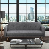 GRADE A1 - Milu 3 Seater Sleeper Sofa Bed in Dark Grey Fabric