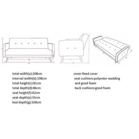 GRADE A1 - Milu 3 Seater Sleeper Sofa Bed in Dark Grey Fabric