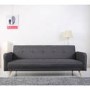 GRADE A1 - Milu 3 Seater Sleeper Sofa Bed in Dark Grey Fabric