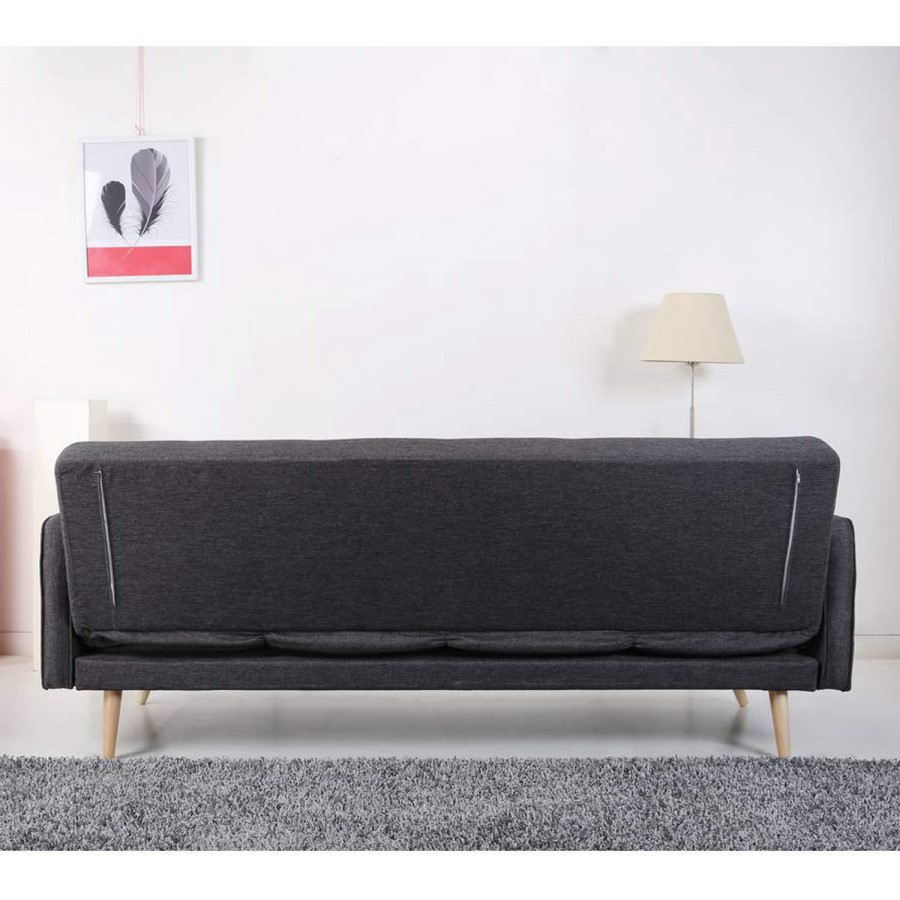 GRADE A1 - Milu 3 Seater Sleeper Sofa Bed in Dark Grey Fabric