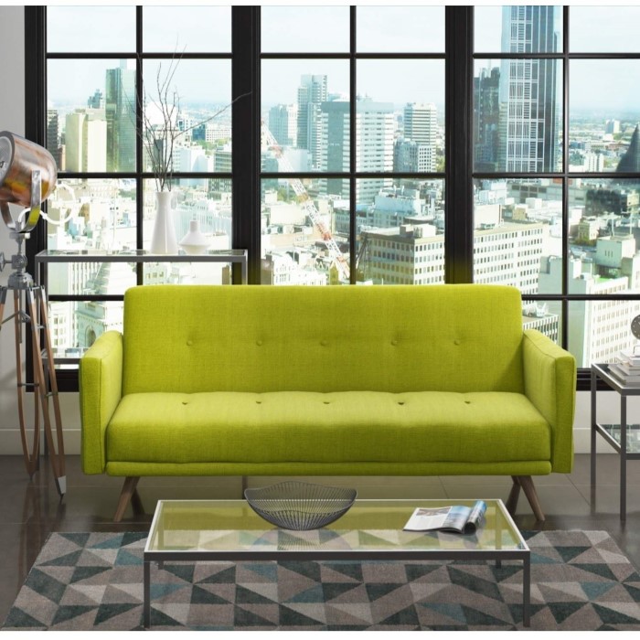 Milu 3 Seater Fabric Sofa Bed in Lime Green | Furniture123