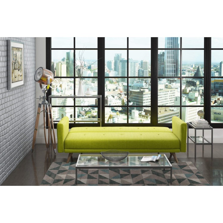 Milu 3 Seater Fabric Sofa Bed in Lime Green