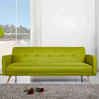 Milu 3 Seater Fabric Sofa Bed in Lime Green