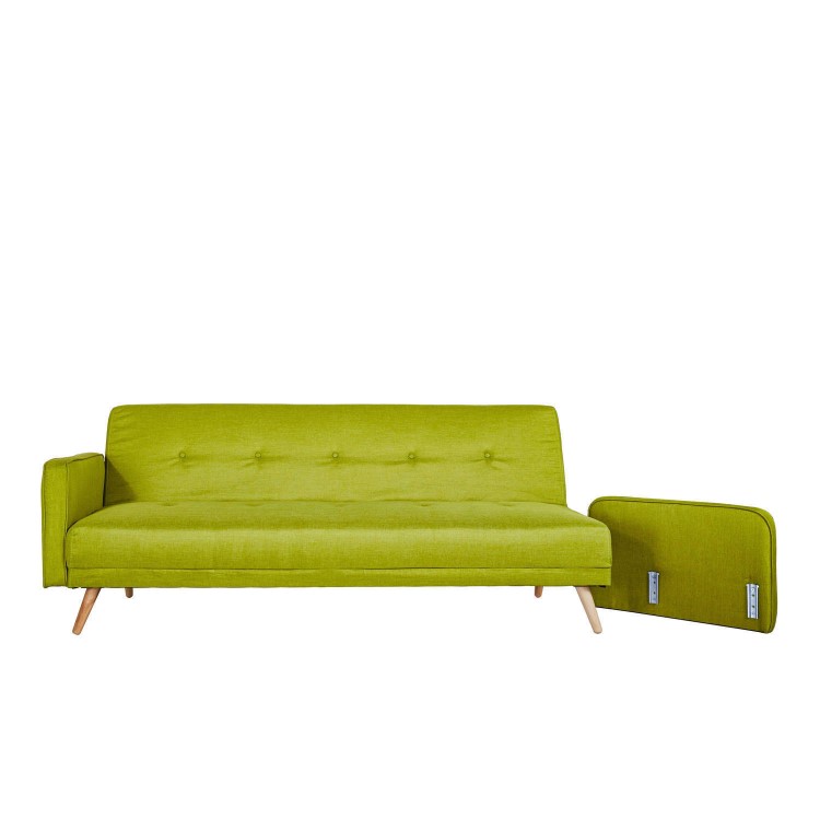 Milu 3 Seater Fabric Sofa Bed in Lime Green